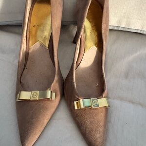 Michael Kors Brown Heels with Gold Bow